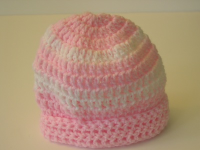 PinkWhiteBabyHat